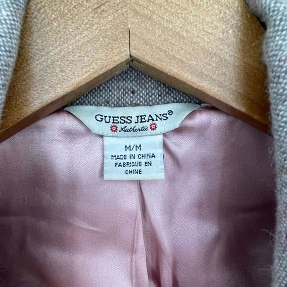 Guess Jeans Coat Womens Medium Wool Blend Pea Jacket Embroidered Beaded Lined - Picture 2 of 16